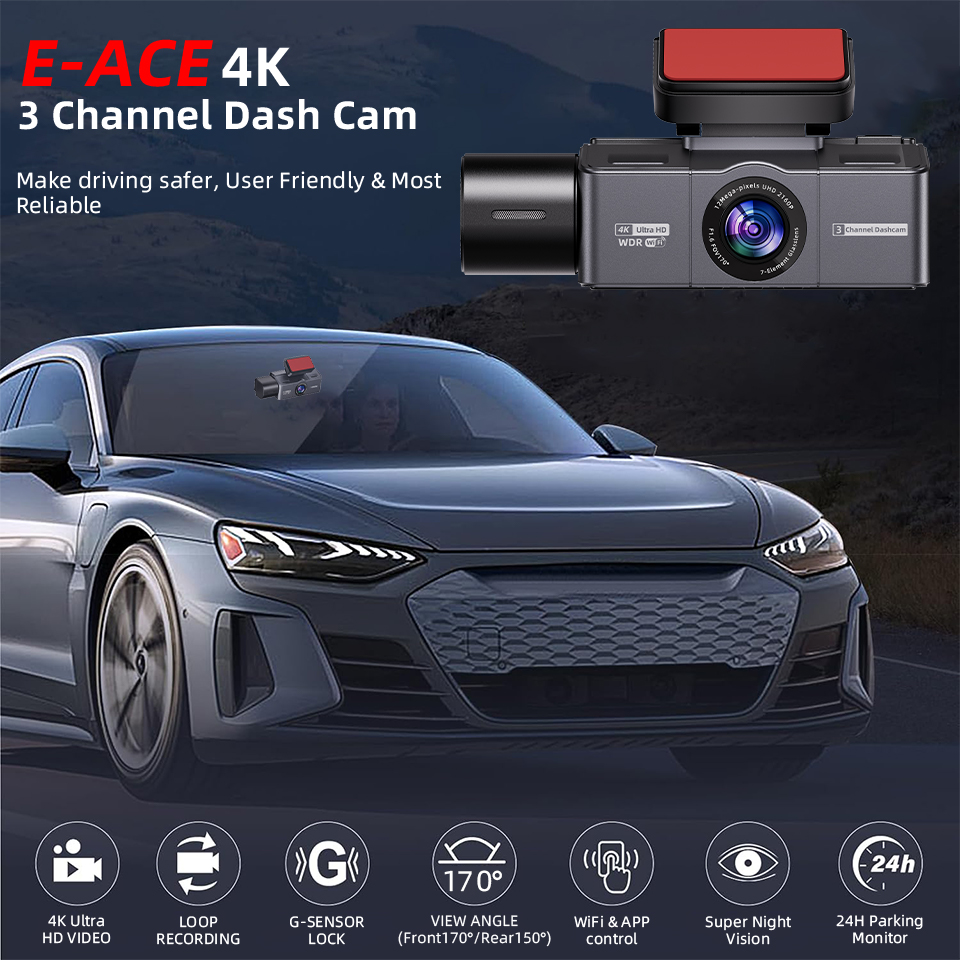 E-ACE 3-Channel 4K Dashcam Bla - Ground Penetrating Radar Scanner ulasan dan harga